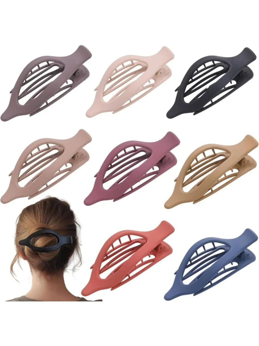 8 Pack Matte No Crease Hair Clips, Strong Hold Barrettes for Thick & Thin Hair